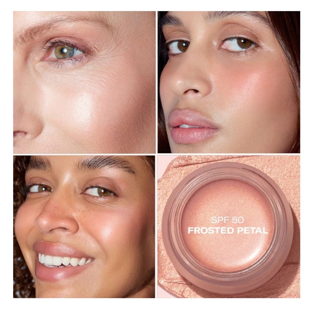 ODACITE Frosted Petal SPF 50 Cream Blush/ Highlighter adds warmth & subtle glow